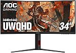 AOC CU34G4Z 34" WQHD Curved Ultrawide Gaming Monitor $289.99