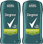 2-Pack 2.7-Oz Degree Men's Antiperspirant Deodorant (Extreme Blast) $3