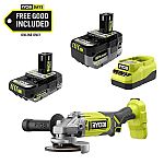 RYOBI ONE+ 18V HIGH PERFORMANCE Kit + Cordless 4-1/2"Angle Grinder $99