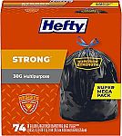 74-Count Hefty Strong 30-Gallon Large Trash Bags $12.54