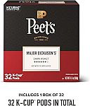 32 Count Peet's Coffee Keurig K-Cup Pods (Dark or Medium Roast) $10