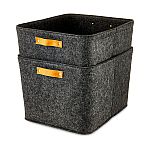 2-pack Mainstays Dark Gray Felt Decorative Storage Basket, 15 in x 11.02 in x 7.87 in $4.79