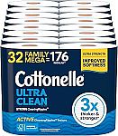 32-Count Cottonelle Ultra Clean 1-Ply Toilet Paper Family Mega Rolls $22.61