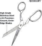 Westcott 8-Inch Forged Heavy Duty Bent Fabric Scissors $8