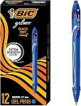 12-Count BIC Gelocity Quick Dry Blue Gel Pens (Medium Point, 0.7 mm)