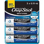 3-Pk 0.15-Oz ChapStick Original Moisturizer Lip Balm w/ SPF 15 $2.14