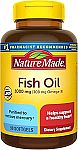 90ct Nature Made Fish Oil Omega 3 Supplements, 1000 mg Softgels $5.30 and more