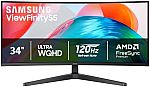 Samsung 34" ViewFinity S5 (S55GH) Ultrawide QHD 120Hz Curved Monitor $259.99