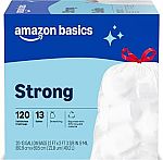 120-Count Amazon Basics 13 Gallon Tall Kitchen Drawstring Trash Bags $10.36